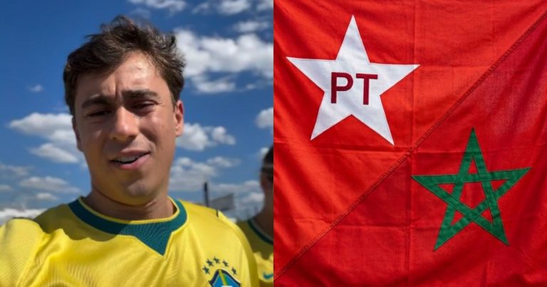 no-jogo-do-brasil,-nikolas-ferreira-associa-simbolos-da-bandeira-do-marrocos-ao-pt